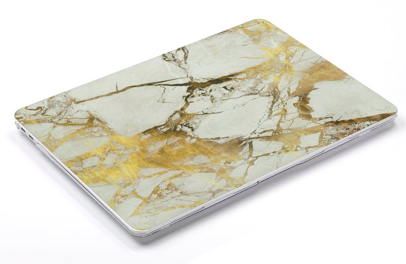 UESWILL Compatible with MacBook Air 13 inch M1 A2337 A2179 A1932 with Retina Display & Touch ID, Release 2022 2021 2020 2019 2018, Marble Pattern Hard Case Cover + Microfiber Cloth, White/Gold - Image 5